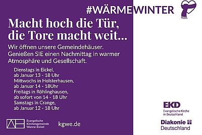 Gemeinden haben Wärmestuben geöffnet