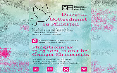 Autokino-Gottesdienst zu Pfingsten